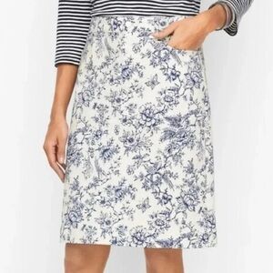 Talbots Blue & White Floral A-Line Skirt